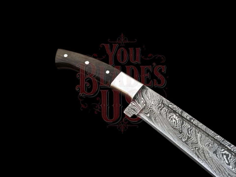 Мачете ручной работы из дамасской стали 18 дюймов — лезвие премиум-класса с плотной деревянной ручкой - Изображение 4 из 4