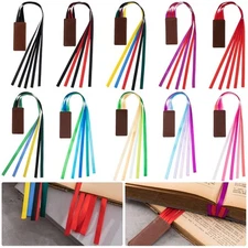 10 Pieces Bible Ribbon Bookmark Colorful Markers Artificial Leather Bo