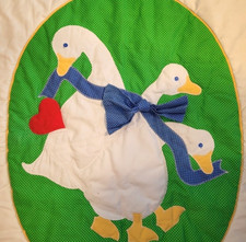 Vintage 1990s Quilted Baby Blanket Crib Quilt Goose Country Cottage 31x40