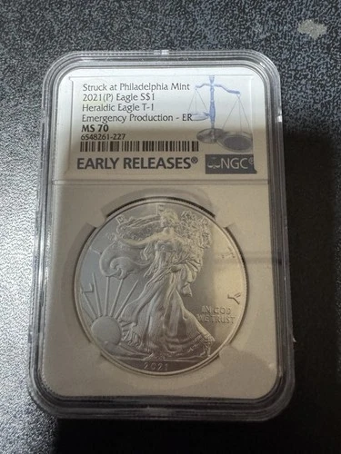 2021 P Silver Eagle MS70 Emergency Production ER Heraldic Eagle T-1 (NGC) Random