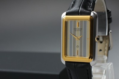 Vintage 1980s N MINT Orient A00033-40 Quartz CS Gold PDP Tank Womens Watch JAPAN