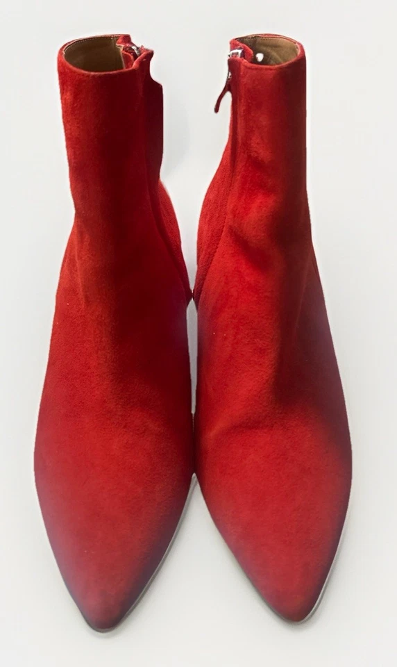 Botines halógenos de gamuza roja punta tacón de aguja 9 M Foto 2 de 4