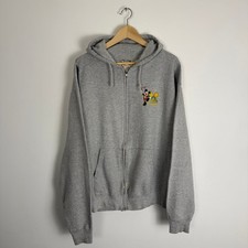 Vintage 90s Mickey Mouse Walt Disney World Zip Up Hoodie Sweatshirt XL Gray