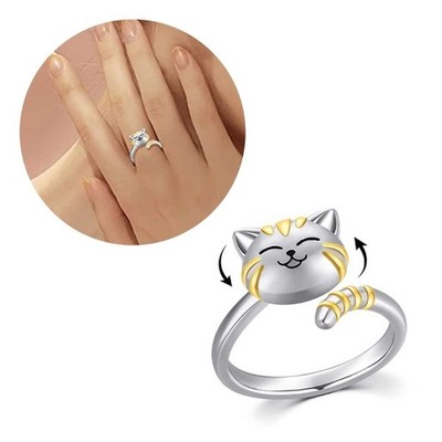Adjustable Rings Wedding Rings Cat Shaped Dating Rings Alloy Material Open Rings