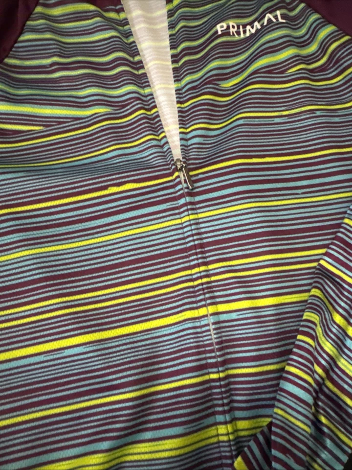 Woman Size Large Primal Wear  Striped Cycling Jersey & Padded Shorts Set Purple - Image 4 of 4