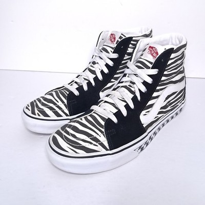 Vans Sk8 Hi Top Zebra Mens Size 11 Shoes Black White Animal Print