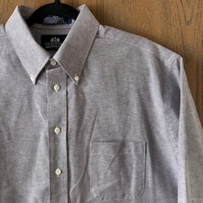 Stafford Mens Wrinkle Free Oxford Short Sleeve Button Shirt Size 17 XL Purple