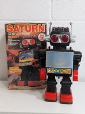Saturn der 13 Zoll riesige laufende Roboter Vintage 1981 elektronisches Spielzeug Beschreibung lesen