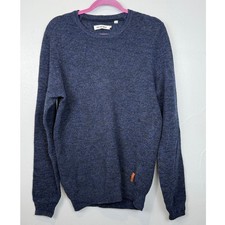 Ben Sherman 100 Merino Wool Sweater Navy M Minimalist Smart Casual Warm