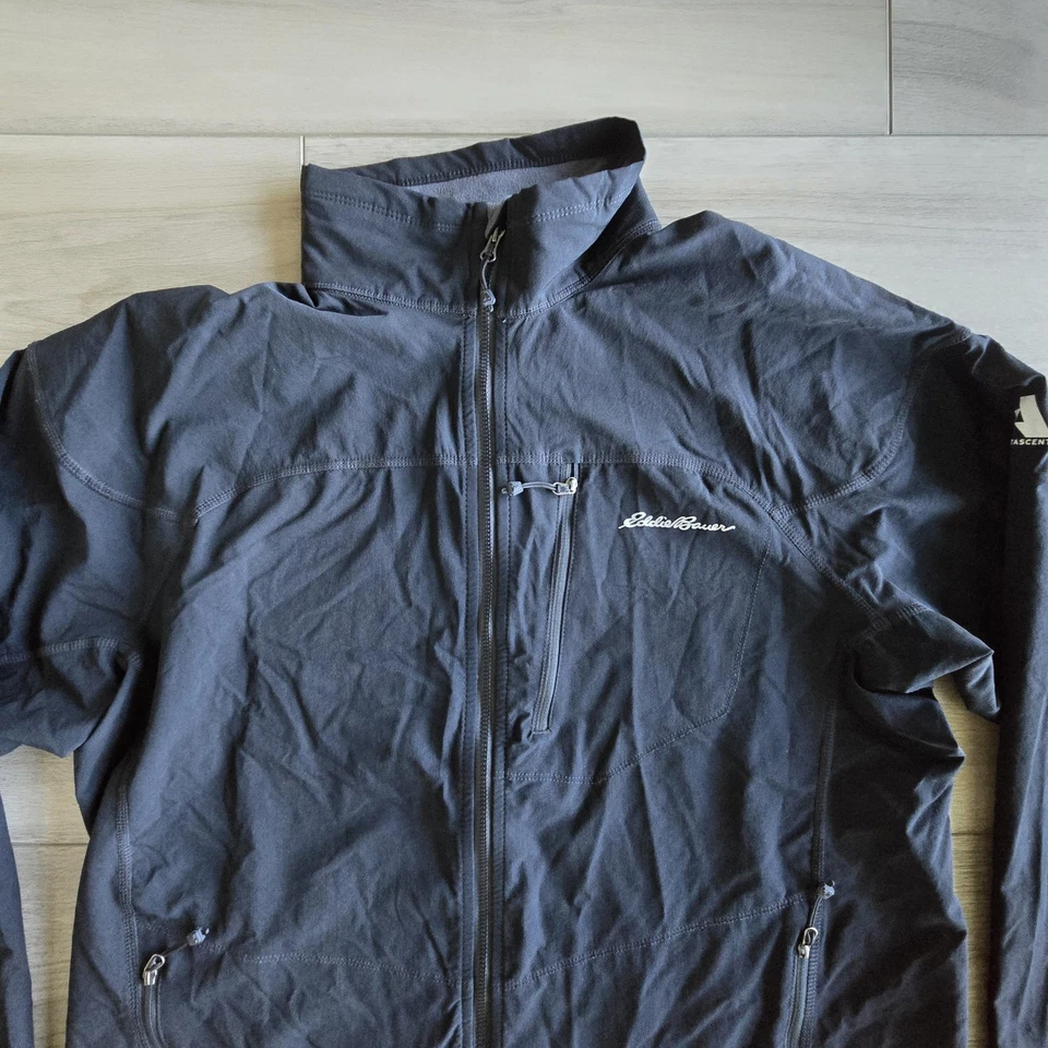 Jaqueta Eddie Bauer Masculina Grande Alta Preta Primeira Subida Capa Macia Zíper Completo Tech - Imagem 2 de 4