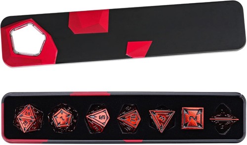 Red Metal Dice Set D&D, 7-Piece Heavy Metallic DND Dice Set with Gorgeous Gif... - Picture 6 of 8