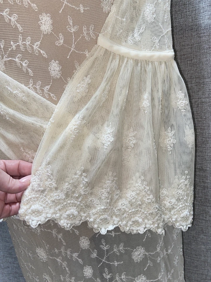 Vtg Victorias Secret 80s 90s Gold Label Floral Stretch Lace Maxi Gown Sz S - Image 3 of 4