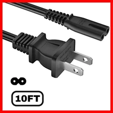 2 Prong Smart TV Power Cord 10FT, AC Power Cable for Samsung LG TCL Hisense