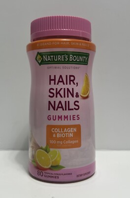 Nature's Bounty Biotin & Collagen Hair, Skin & Nails Gummies-Citrus Flavor-80ct.