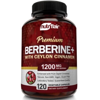 Premium Berberine HCl with Ceylon Cinnamon 120Caps1200 Mg 