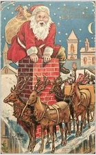 Santa Clause Postcard Embossed Santa Crazy Eyes H.I. Robbins Posted And Dated