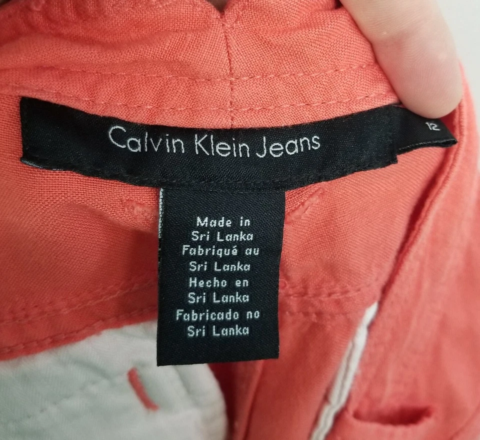 Calvin Klein Jeans Coral Soft Linen Blend High Rise 5.5" Shorts Size 12 - Image 3 of 4