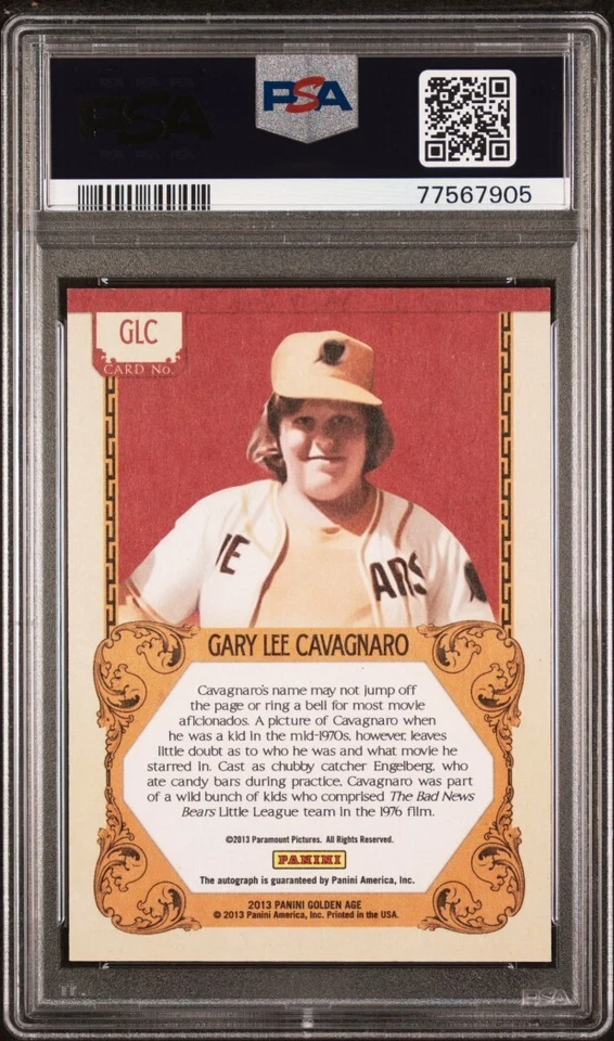 Gary Lee Cavagnaro 2013 Golden Age Historic Signature PSA Auto 10 #GLC - Image 2 of 2