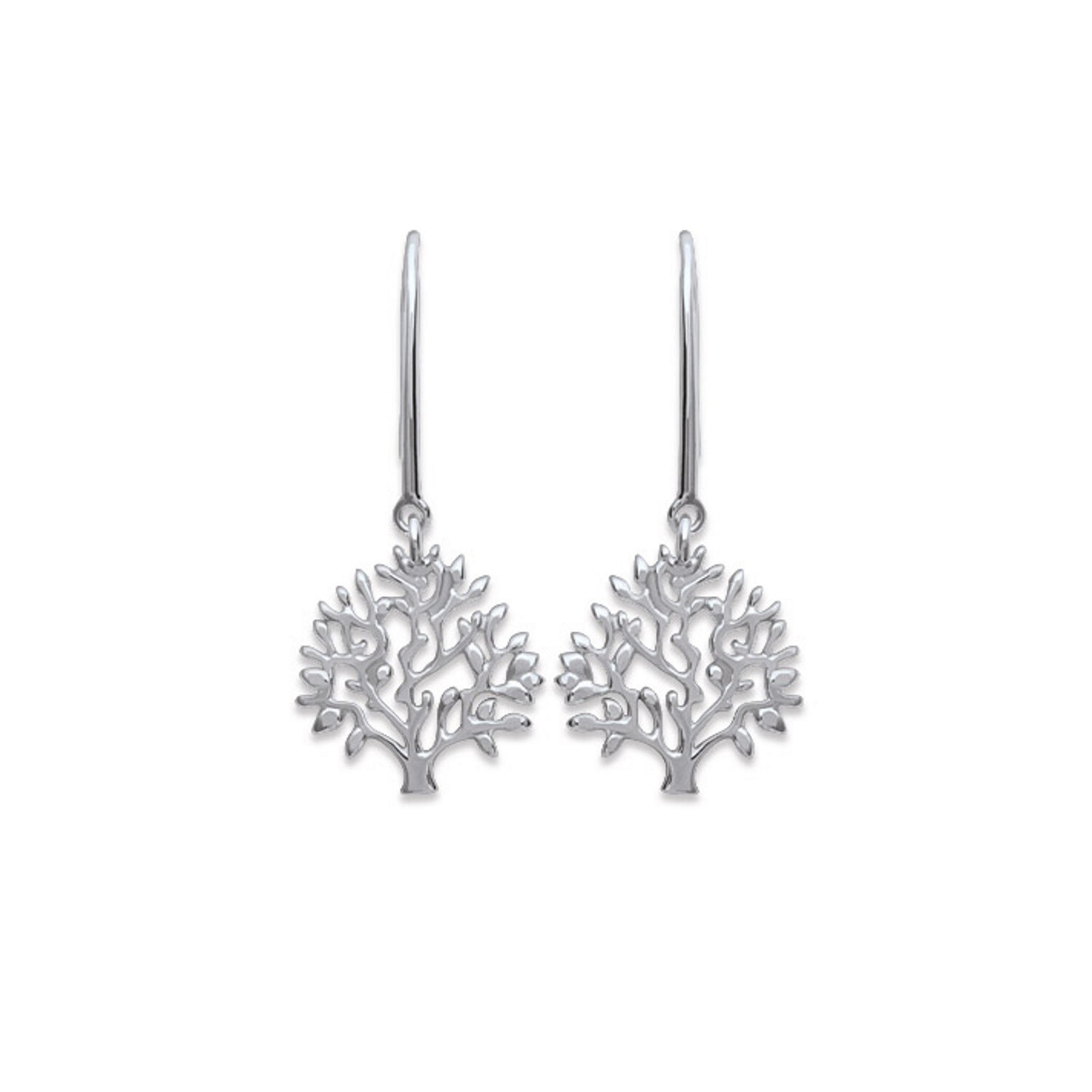 Boucles d'oreilles Arbre de Vie en argent massif rhodié de haute qualité