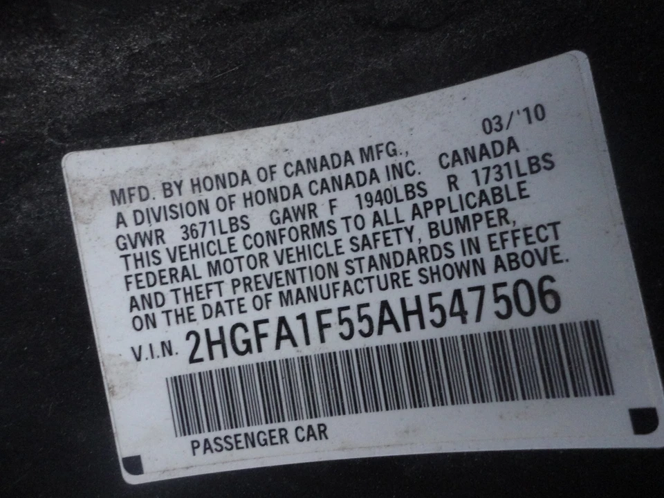 2010 年本田 CIVIC LX SEDAN 1.8L FWD A/T 发动机计算机 ECU ECM 37820-RNA-A73 — 第 4/4 张图片