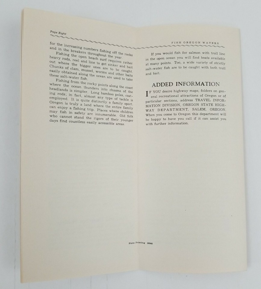 Vintage Travel Guide Brochure Fish OREGON Waters eBay