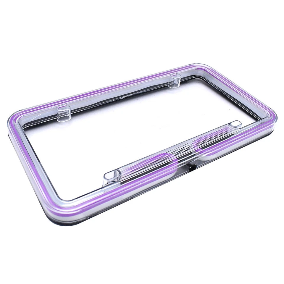 Universal Purple Car Pickup Neon License Plate Frame Front Rear Tag Cover 12V - Image 4 of 4