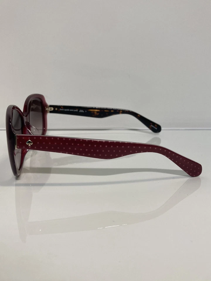 全新带盒 Kate Spade Amberlyn/F/S 水晶勃艮第圆形塑料女式太阳镜 — 第 3/4 张图片