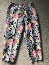 Mark Fore & Strike Womens Sz 4 Silk Floral Print Cropped Ankle Pants Lined
