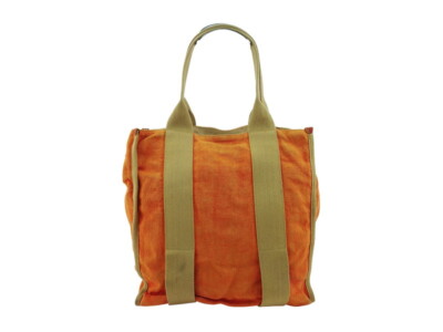 HUNTING WORLD Tote Bag Logo Orange Beige Canvas x Leather