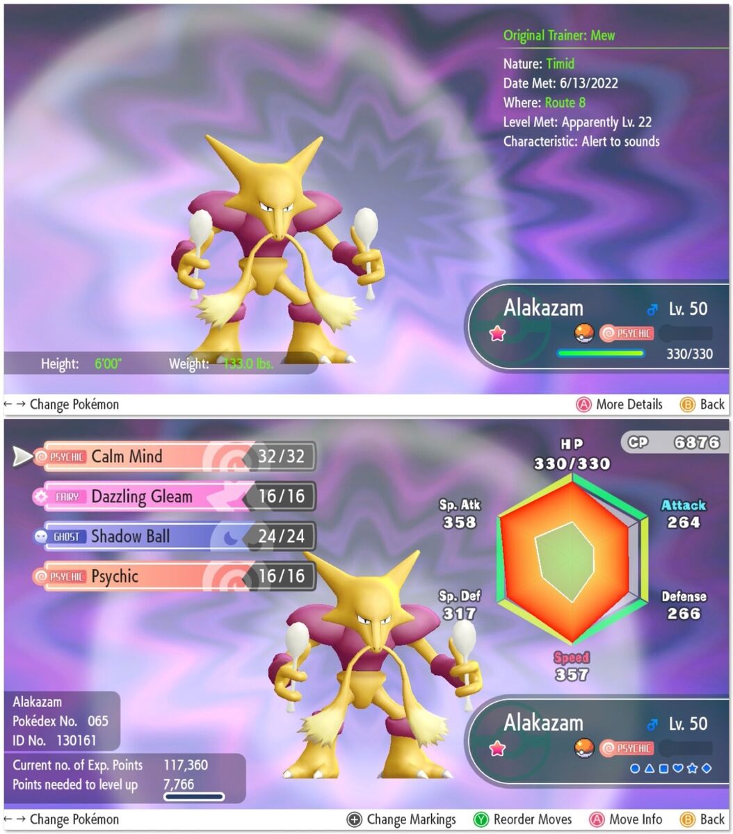 Shiny Alakazam / Pokemon Let's Go / 6IV Pokemon / Shiny Pokemon