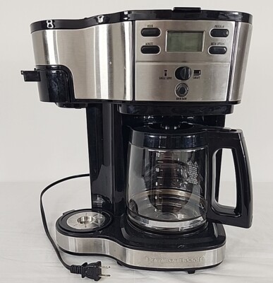 Hamilton Beach 49980Z 12 Cup 2 Way Coffee Maker Black and Stainless Steel TESTED