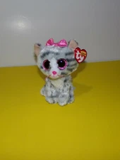 Ty Beanie Babies Boos Tabby Kiki The Kitty Cat Glitter Eyes 6" Plush with Tags
