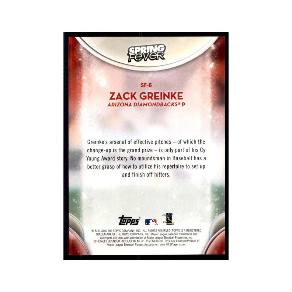 2016 Topps Spring Fever Zack Greinke Baseball Cards #SF-6 - Image 2 of 3
