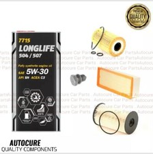 FOR AUDI A3 1.6 TDI SERVICE KIT OIL AIR FUEL FILTER + 5L OIL 2009 - 2015