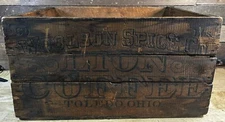 Vintage Wooden Crate Woolson Spice Co Lion Coffee Toledo Ohio Wood Box 60lbs