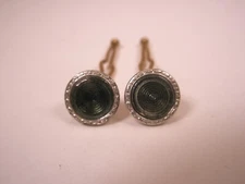 SINGLES(2) 5/16" Gray Round MOP Gold Plate Vintage Formal Tux Shirt Stud c280