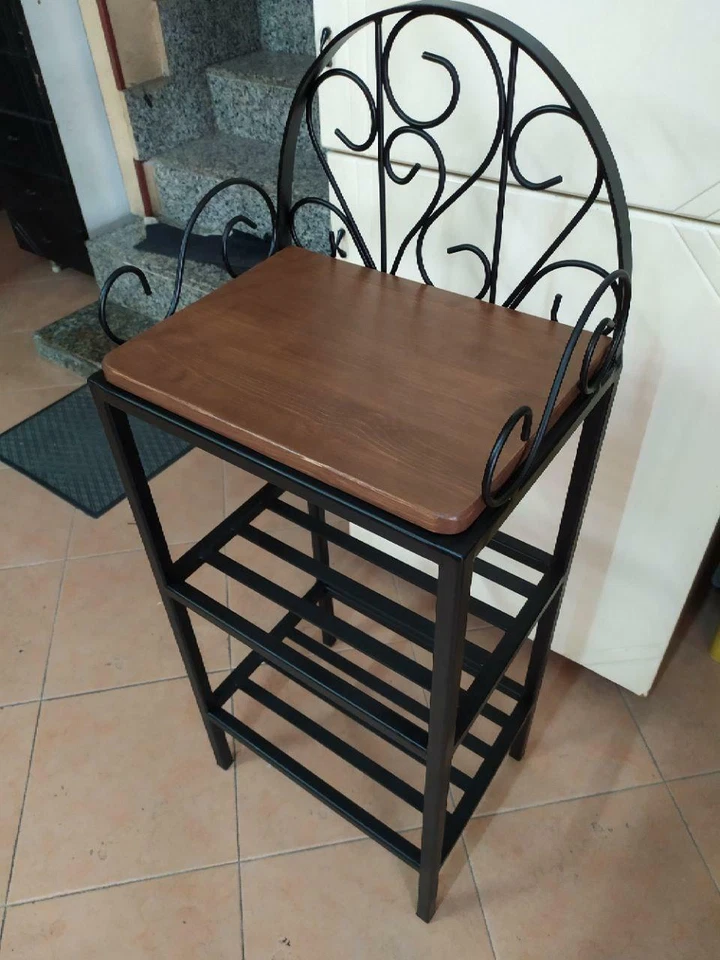 SCAFFALE LIBRERIA ETAGERE IN FERRO BATTUTO RUSTICO COUNTRY ARTE POVERA RUSTICI - Immagine 2 di 4