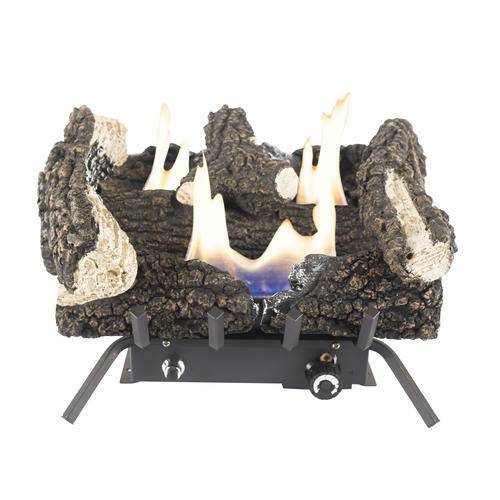 18 Vent Free Dual Fuel Gas Fireplace Wildwood Logs Lava Rocks Set