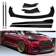 For Hyundai Veloster Front Bumper Lip Spoiler Splitter Side Skirt Glossy Black