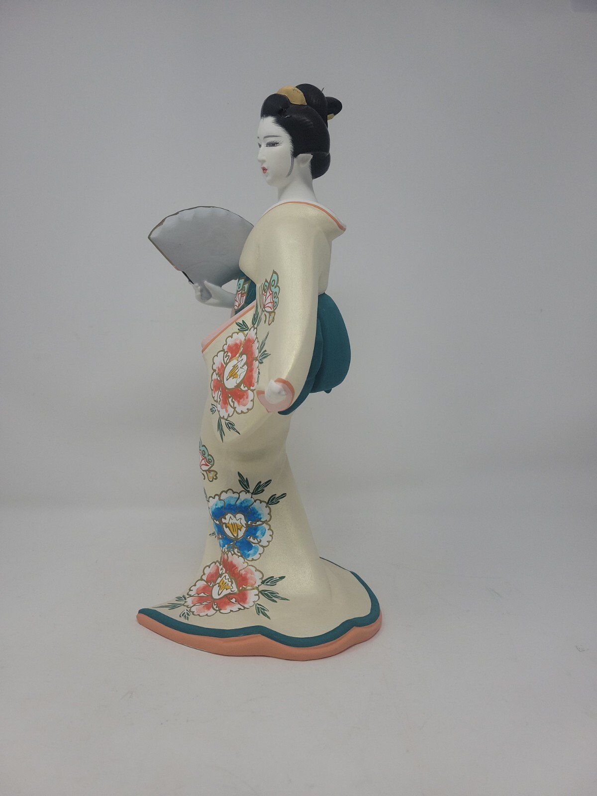 HAKATA BISQUE PORCELAIN GEISHA DOLL PEONY MAIDEN OF SUMMER 14.5" LTD.ED