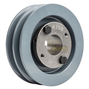 Cast-Iron-4-034-2-Groove-Dual-Belt-A-Section-4L-Pulley-w-1-1-8-034-Sheave-Bushing