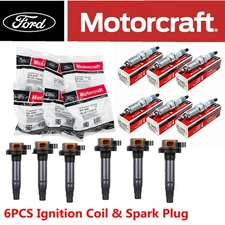 6PCS GENUINE DG549 Ignition Coil SP580 Spark Plug For Motorcraft Ford F150 3.5L