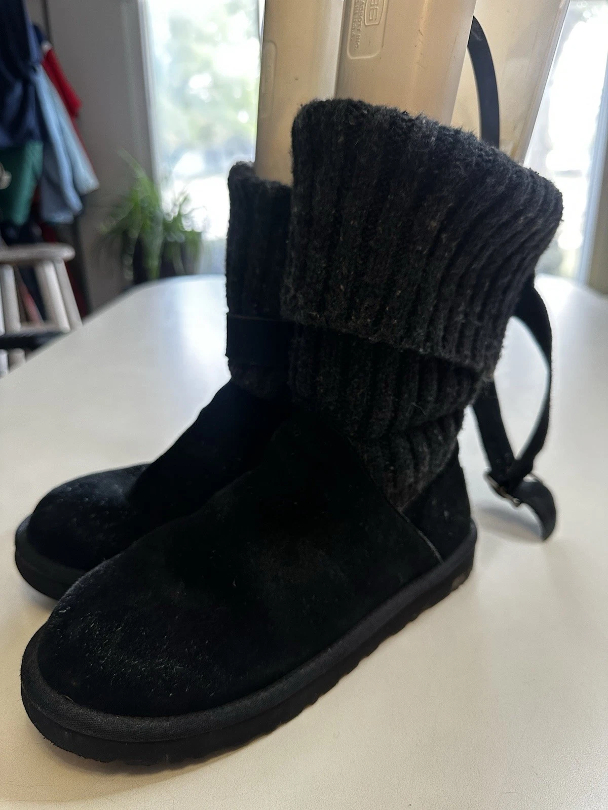 Stivali invernali UGG Australia Cambridge da donna taglia 8 EUR 39 neri scamosciati pelle di pecora