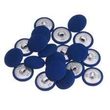 20pcs Fabric Cloth Covered Button 20mm Metal Round Sewing Buttons Deep Blue