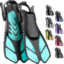 CAPAS Snorkel Fins, Swim Fins Travel Size Short Adjustable for Snorkeling Diving