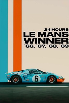 Ford GT40 Le Mans Poster Set   Gulf Livery Racing Legends Wall Art