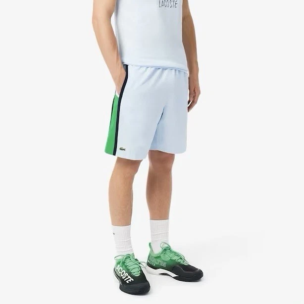 Lacoste Men's Lightweight Colorblock Stripe Tennis Shorts 3XL Blue Green