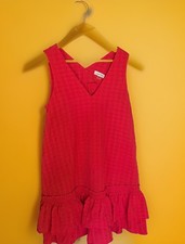 Calvin Klein Pink Size 8 Shift Dress V-Neck Sleeveless Ruffle Hem