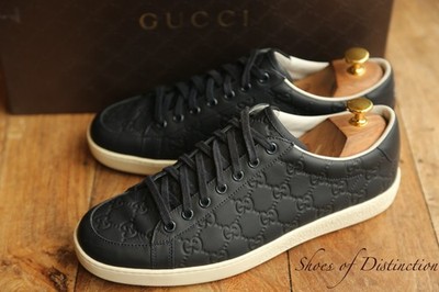 Gucci GG Monogram Blau Leder Canvas Turnschuhe Sneaker Herren UK 7 G US 8 EU 41