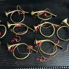 Set of 8 Miniature Brass Bugles 7 x 4 Christmas d cor